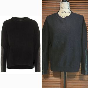Ted Baker Wool Sweater w Leather Arm Panels